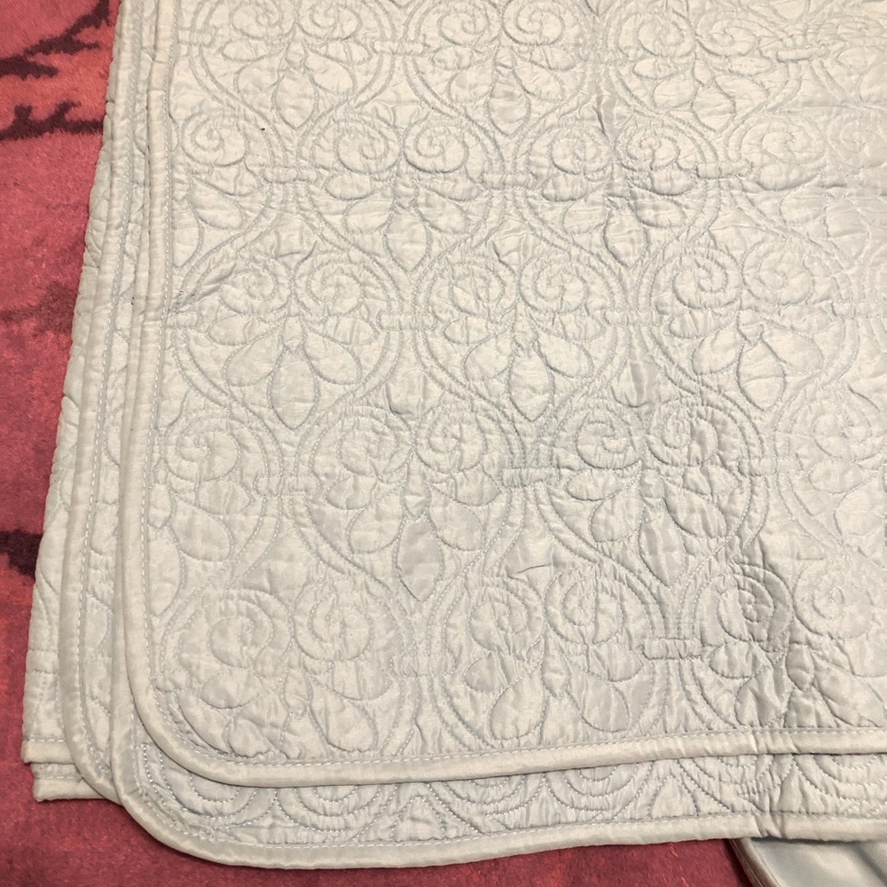 Blue Quilted Bedspread & 2 pillow shams